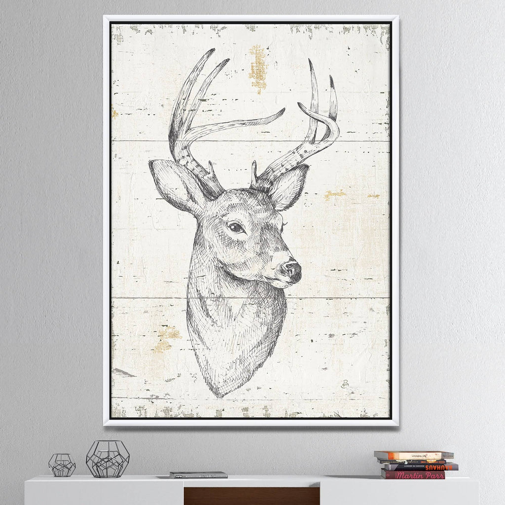 Framed Canvas Wildlife Animal, 16 inch x 32 inch, Gray N52500