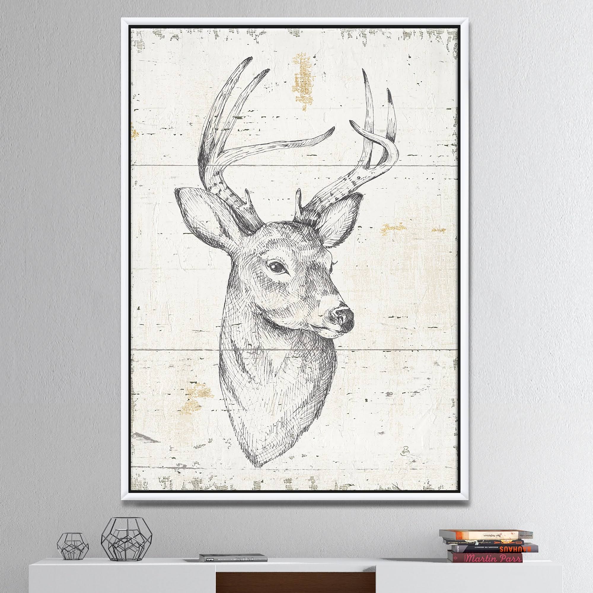 Framed Canvas Wildlife Animal, 16 inch x 32 inch, Gray N52500