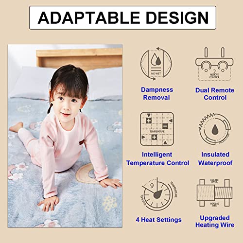 Blue King Dual Control Electric Heated Flannel Blanket Q94460