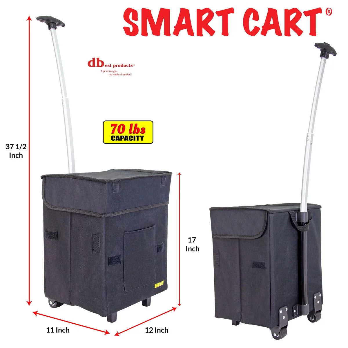 Black Collapsible Rolling Utility Cart Y2556