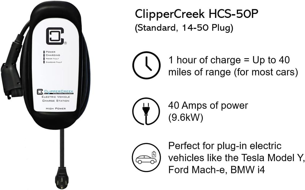 EV Charging Station, Level 2, NEMA 14-50, 40A, 25 ft Charging Cable I67689