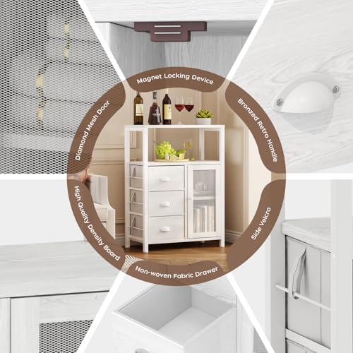 Bathroom Floor Storage Cabinet with 3 Removable Drawers and 1 Door L872