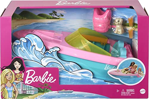 Toy Boat with Pet Puppy, Life Vest & Beverage Accessories, Fits 3 Dolls O342967