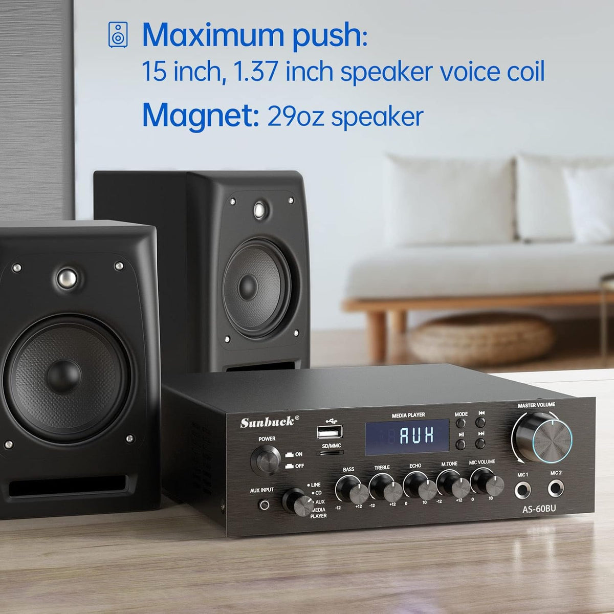 180W Wireless Bluetooth Stereo Amplifier with Remote Control W29433