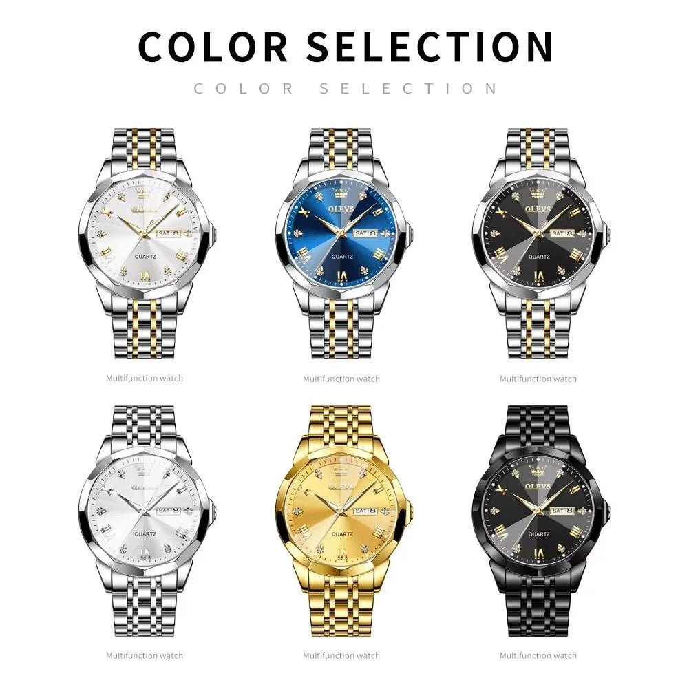 Black Stainless Steel Quartz Watch with Date Display B19183