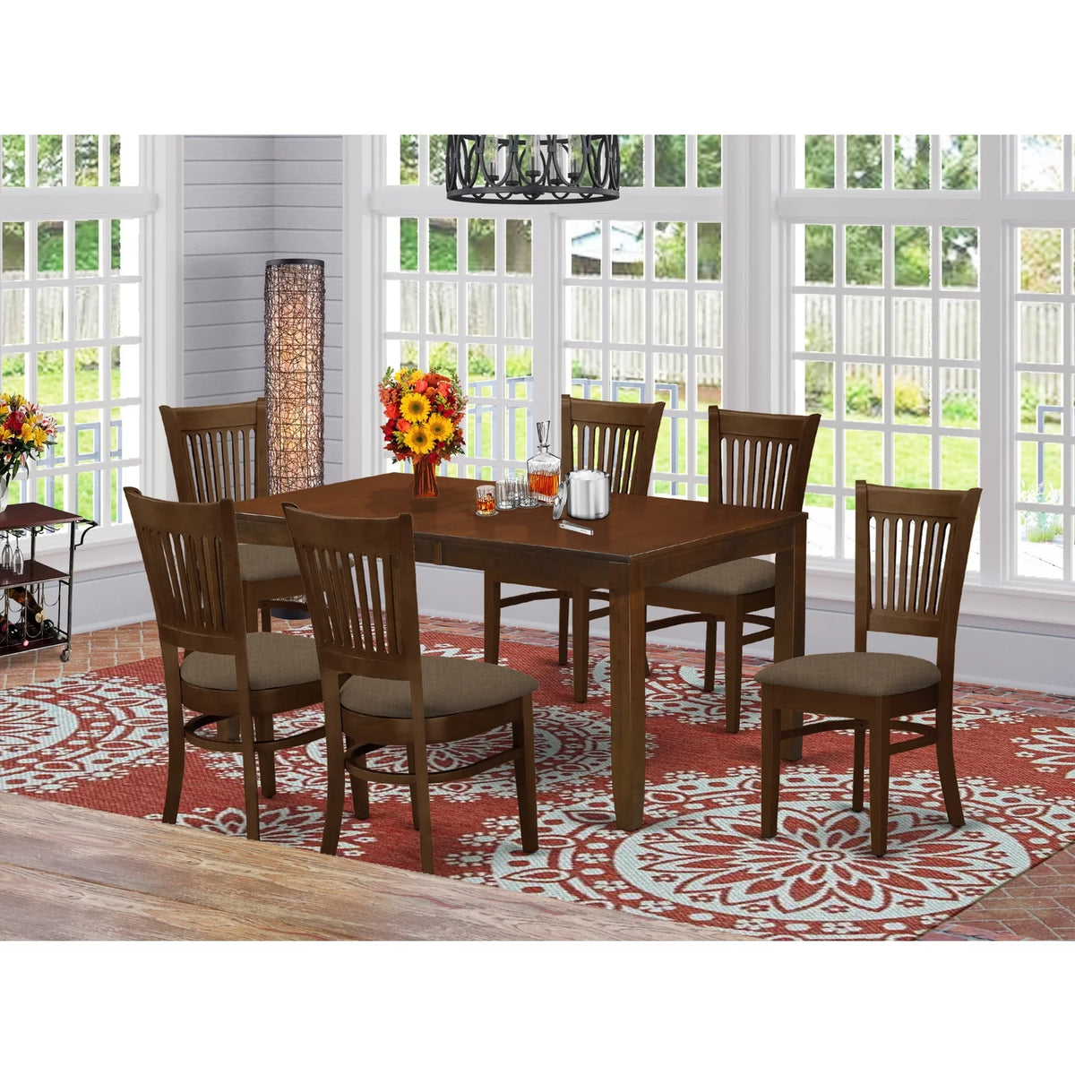 7-piece Wood Dining Room Set in Espresso A642