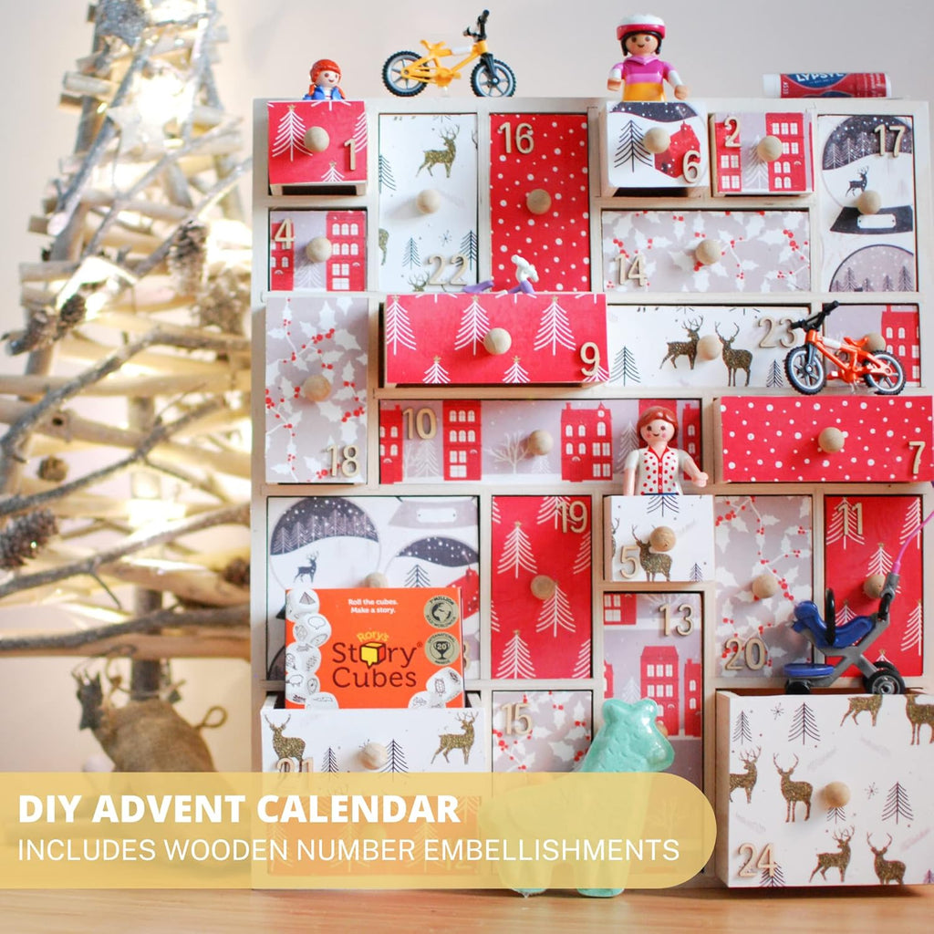 Wooden Advent Calendar Apothecary Cabinet Craft Storage with Drawers L8569