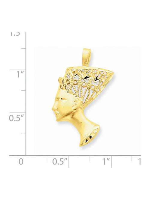 14K Yellow Gold Egyptian Nefertiti Charm Pendant Necklace with Chain A739