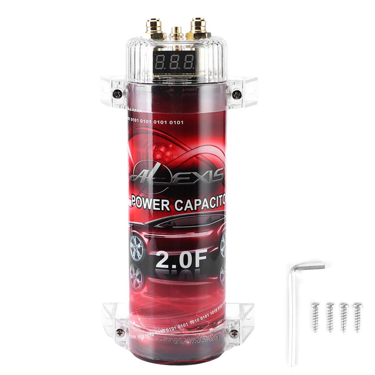 4 Farad Car Audio Power Capacitor Aluminium Alloy LED Voltage Display Pack of 2 T484