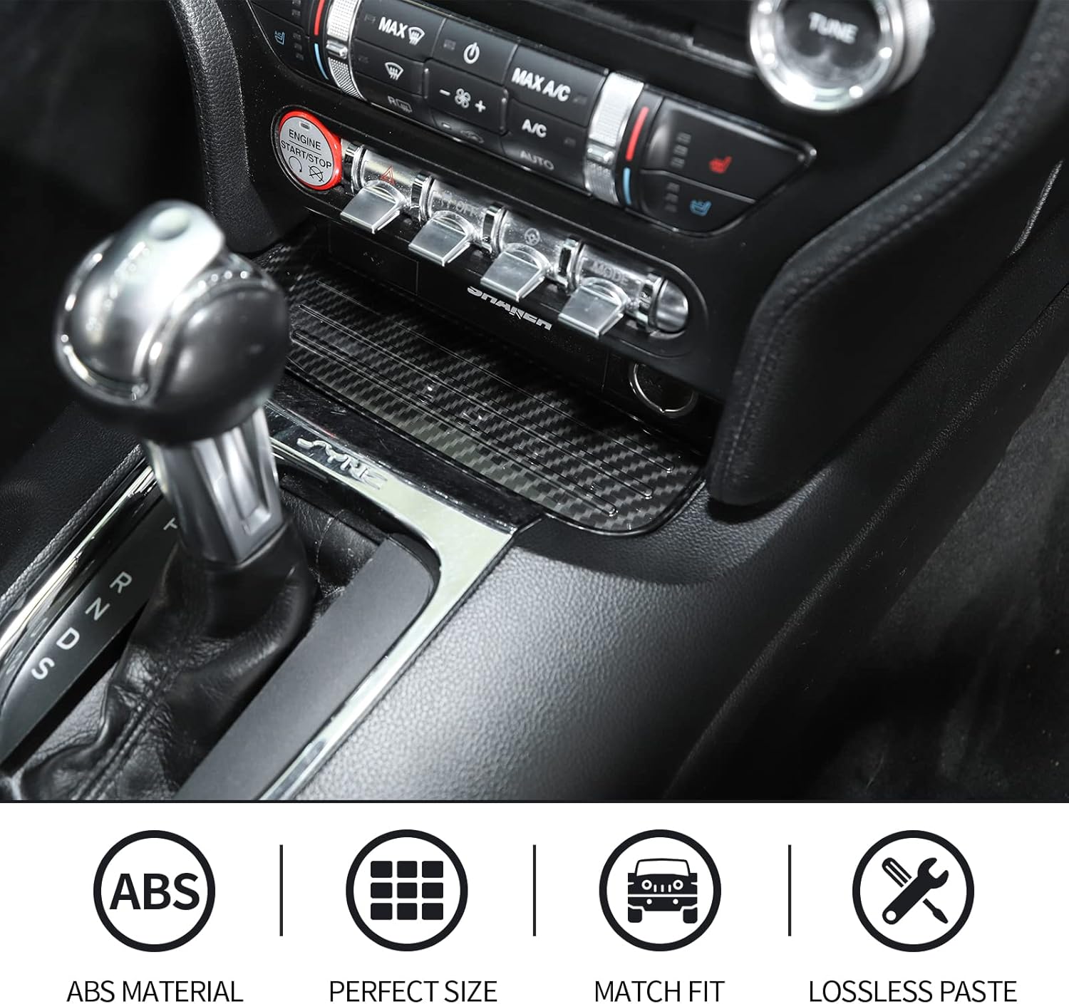 Carbon Fiber Gear Shift Storage Organizer Trim Cover, Pack of 2 Q785