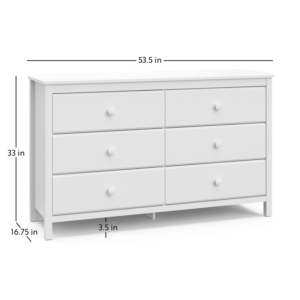 White 6 Drawer Kids Double Dresser H7557