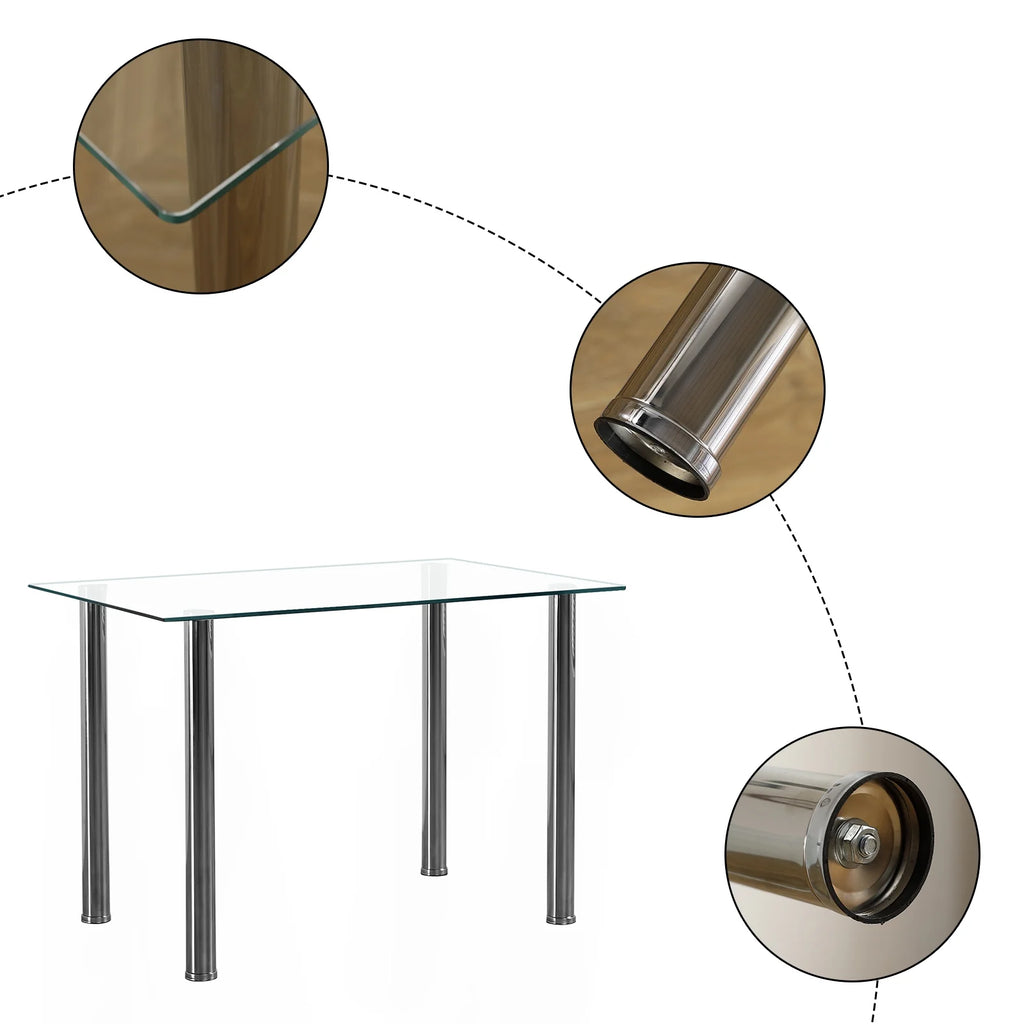 White Glass Dining Table Set for 4 O14227