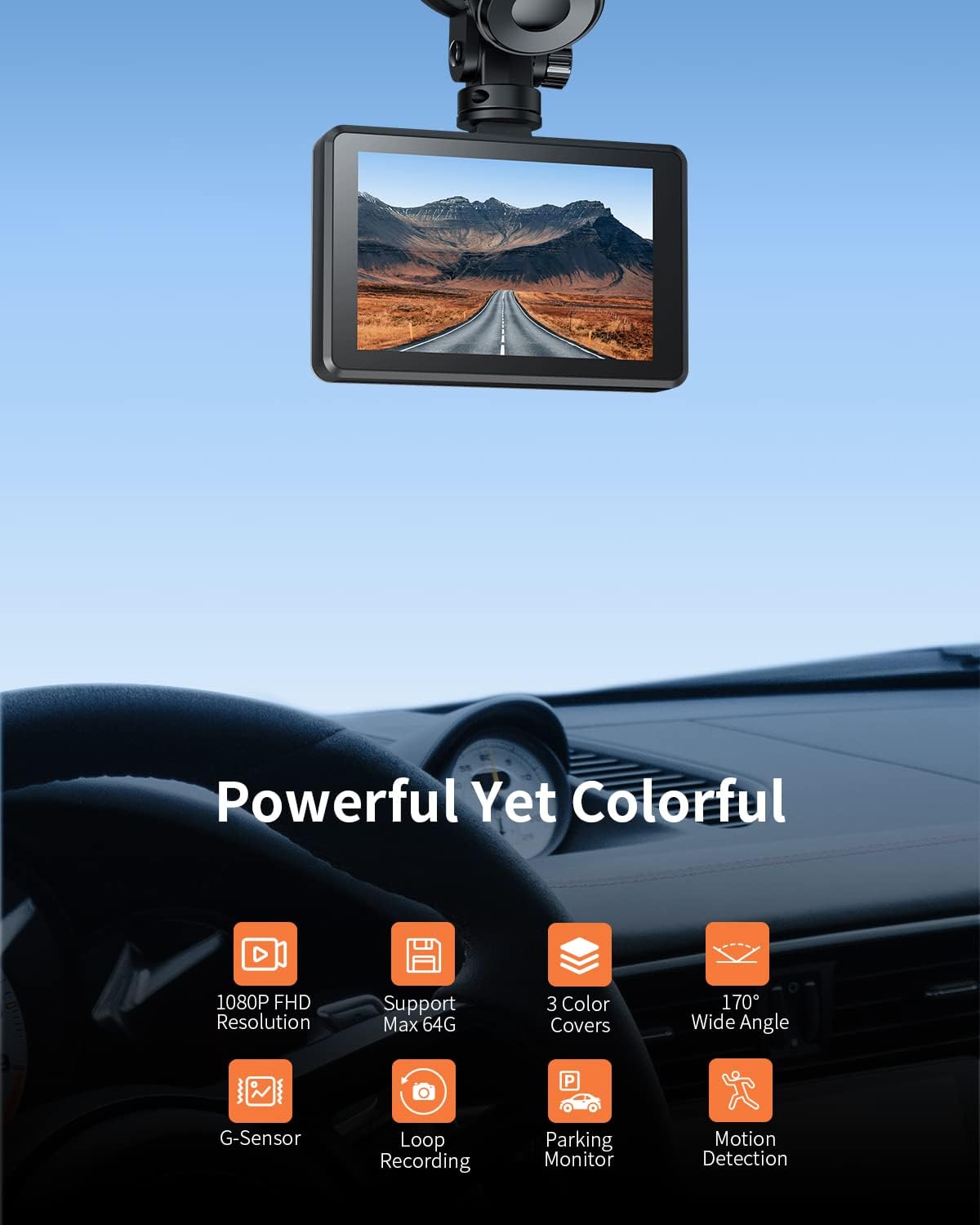 1080P Full HD Dash Cam with 170° Wide Angle, Pack of 2 W14183