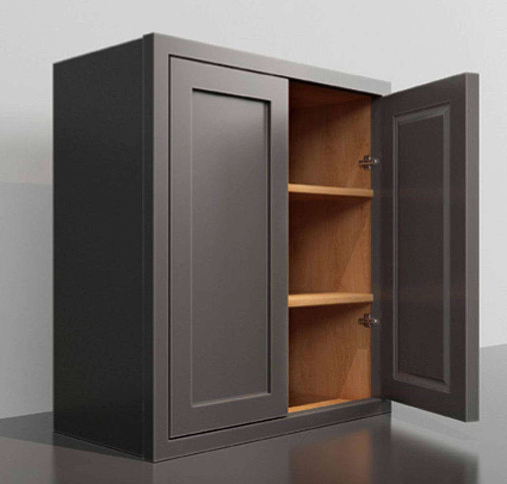 24 inch Wide Kitchen Cabinet Dark Gray Inset Shaker Double Door Q394842
