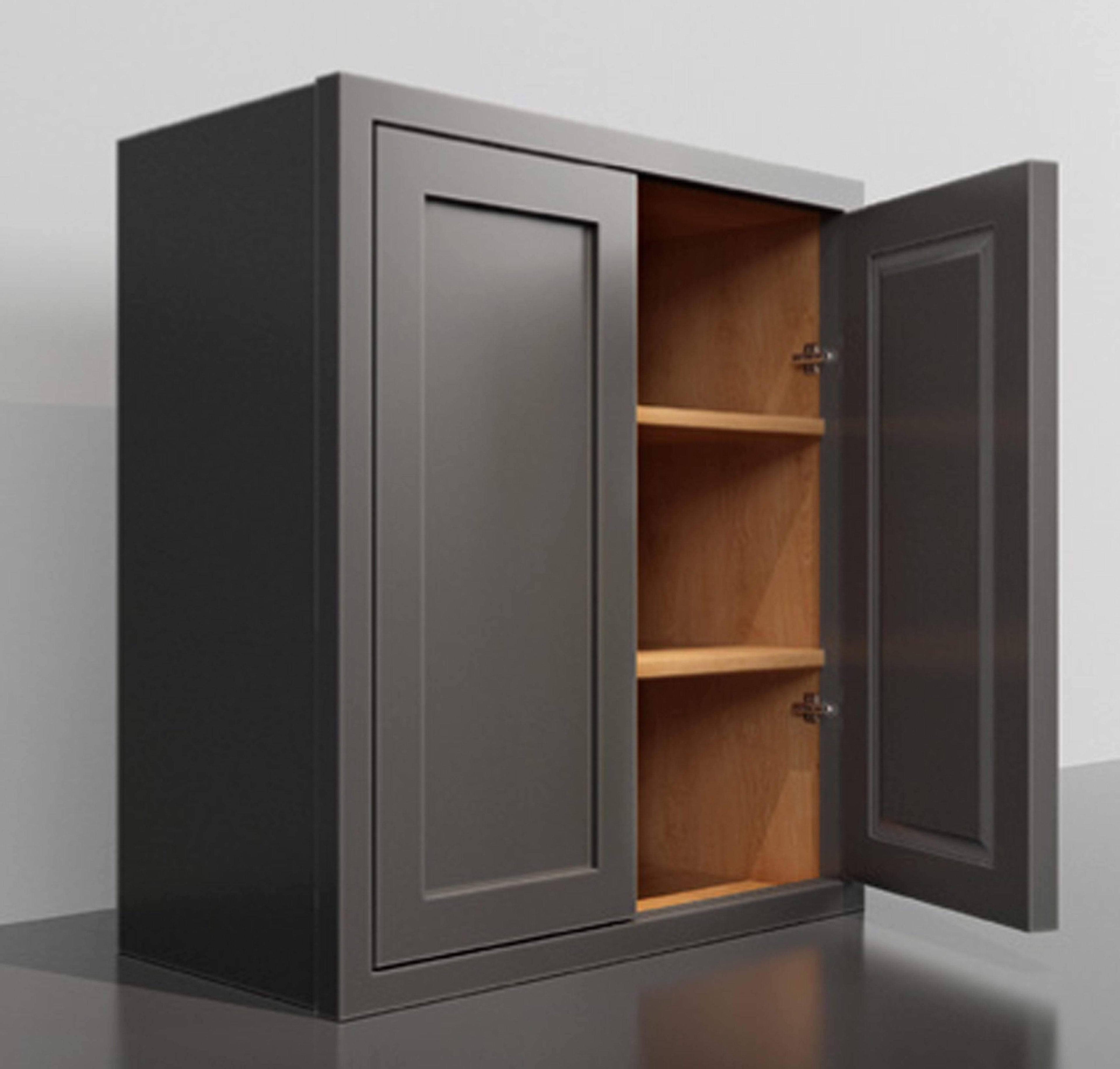 24 inch Wide Kitchen Cabinet Dark Gray Inset Shaker Double Door Q394842