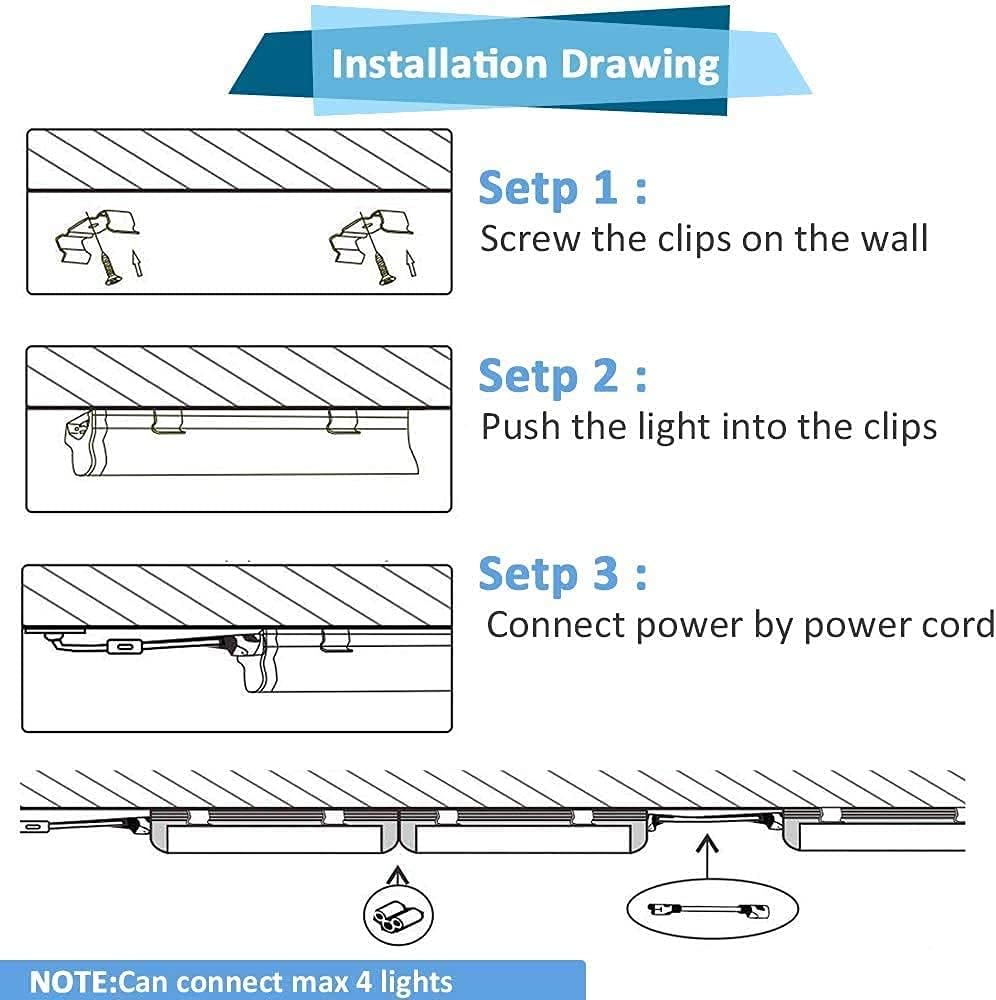 8FT 72w 8500LM 5000K LED Shop Light (10-Pack) W476462
