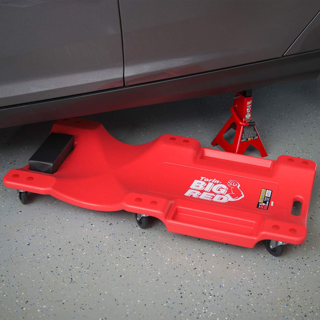 40" Plastic Rolling Garage Creeper with Padded Headrest and 6 Casters, Pack of 2 X717