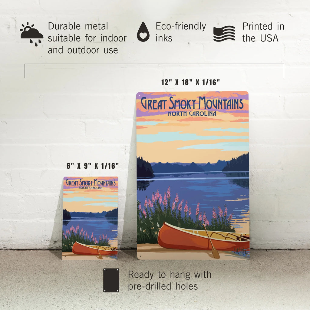 Canoe and Lake Metal Sign Decor X871