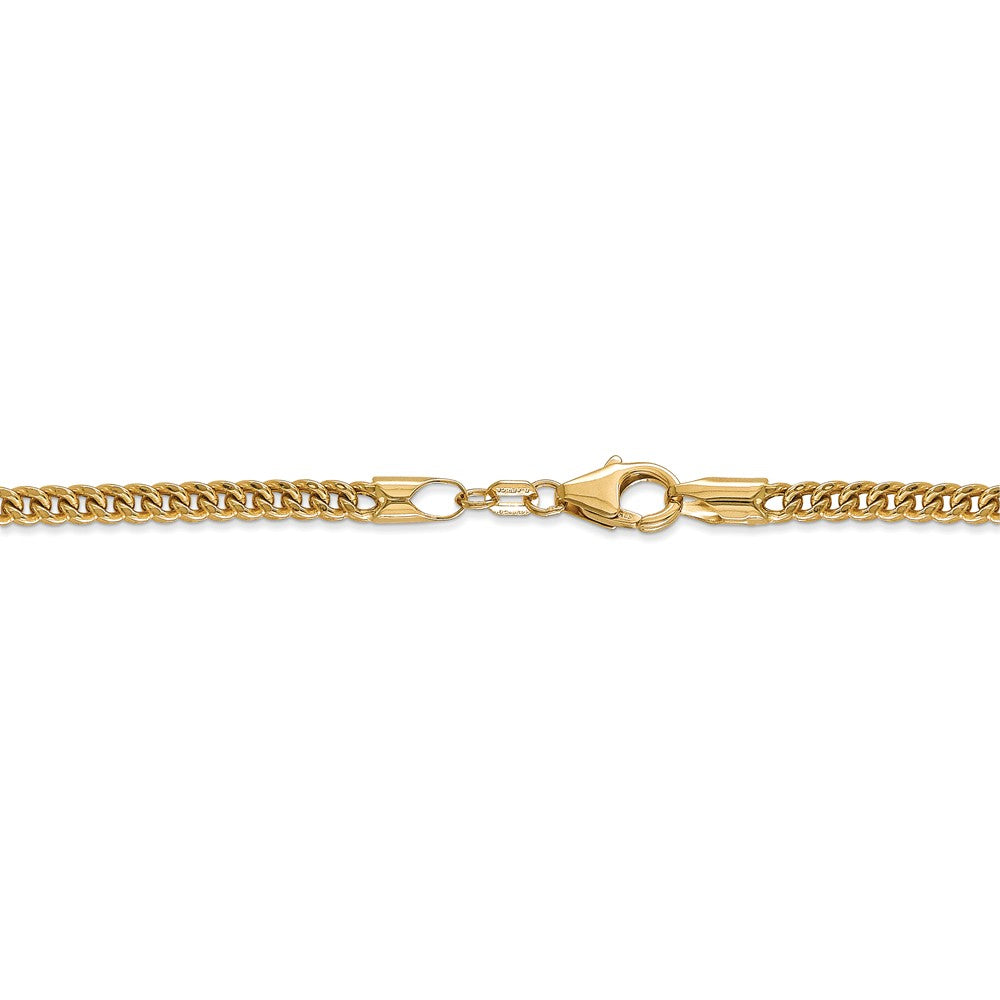 14kt Yellow Gold 3mm Semi-Solid Franco Chain 24 inch Lobster Clasp K2671