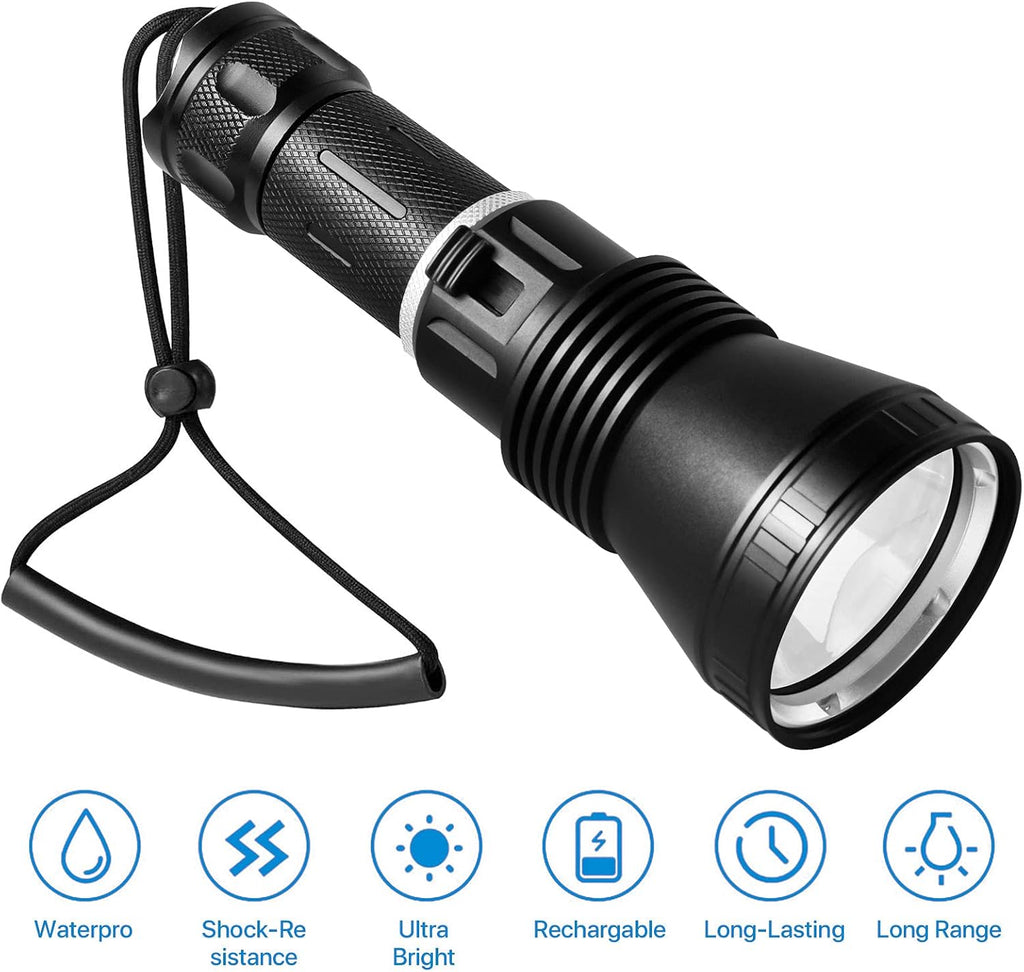 6000 Lumen Waterproof Rechargeable LED Diving Flashlight, Pack of 2 C6810