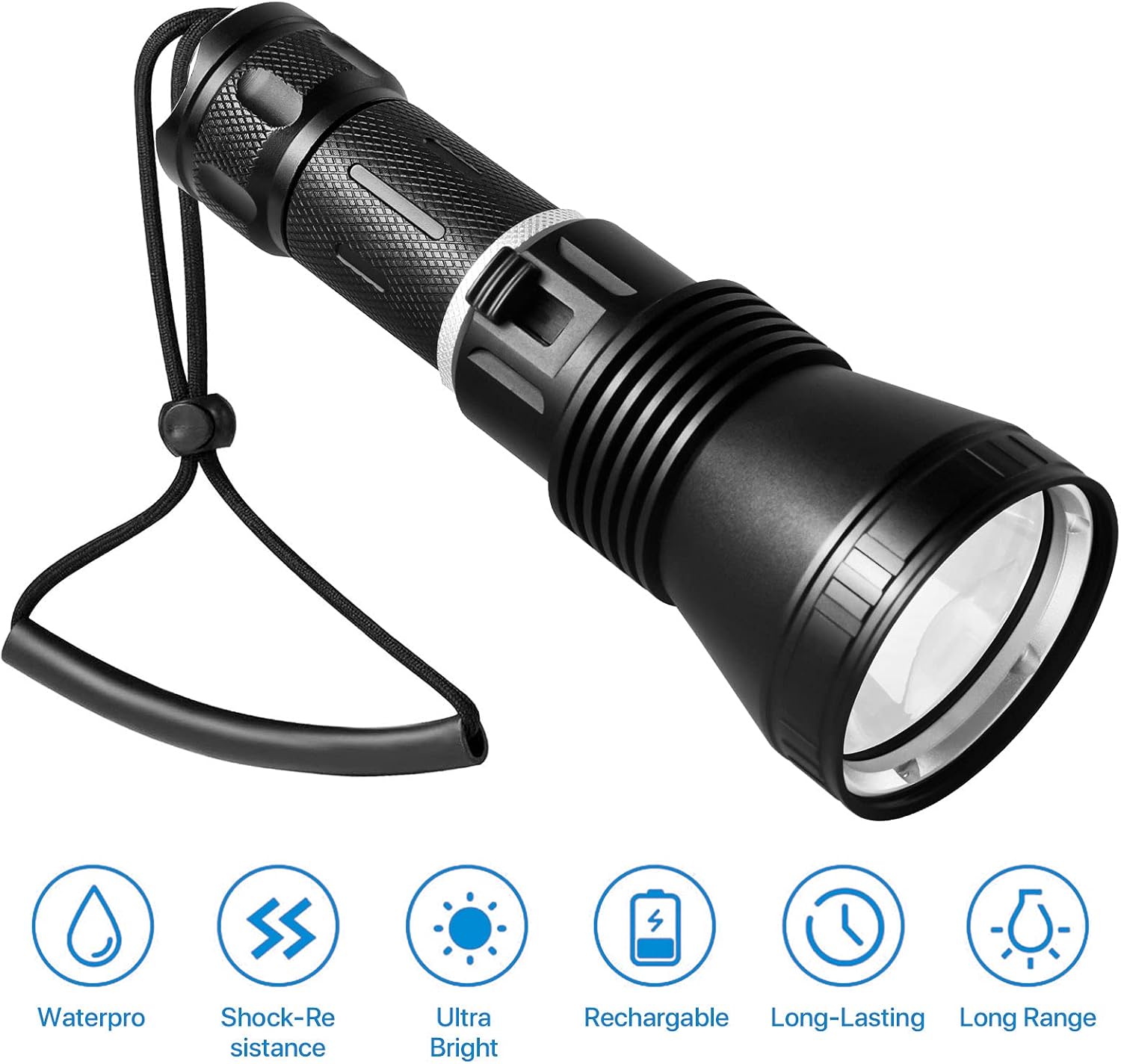 6000 Lumen Waterproof Rechargeable LED Diving Flashlight, Pack of 2 C6810