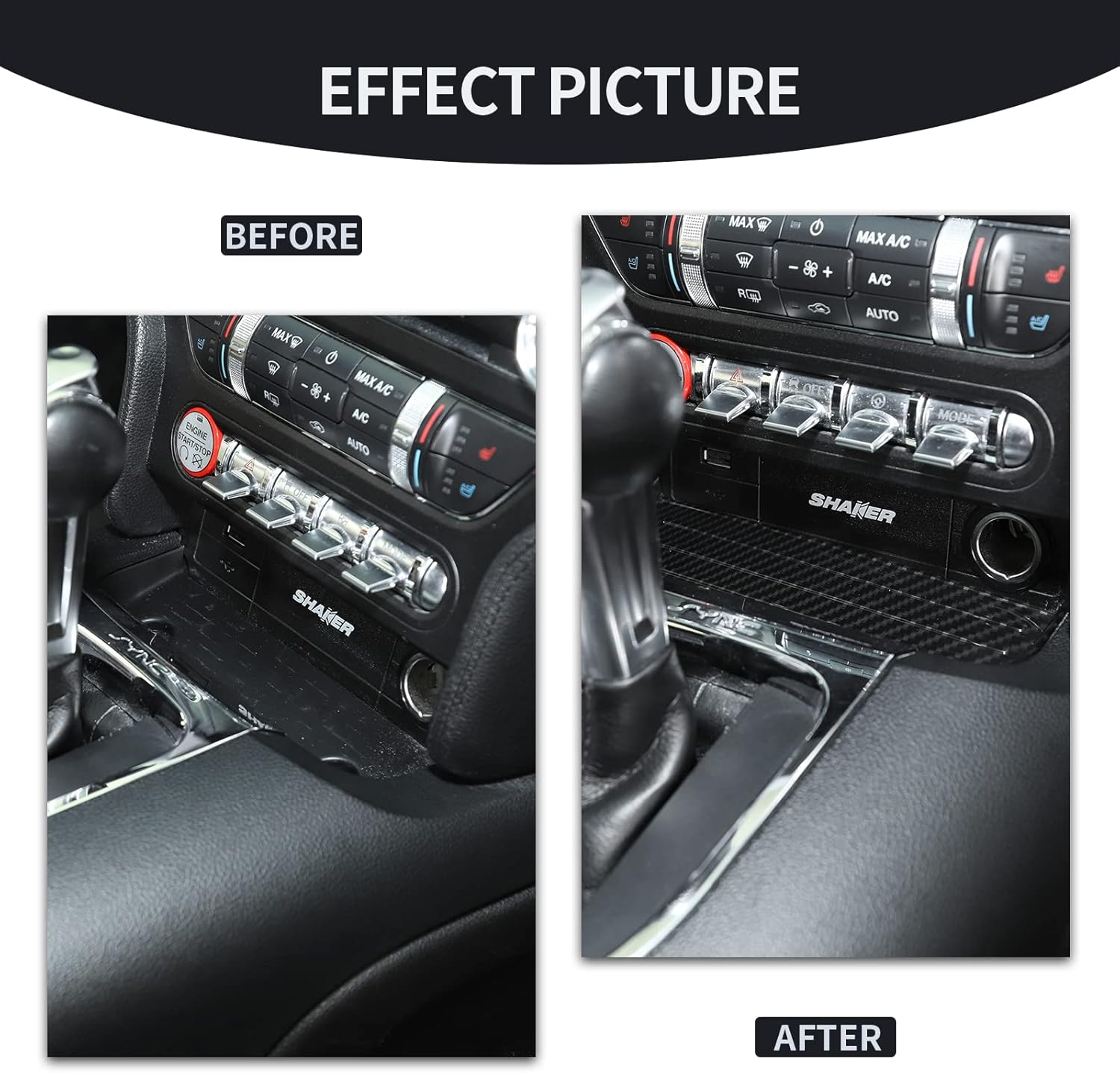 Carbon Fiber Gear Shift Storage Organizer Trim Cover, Pack of 2 Q785