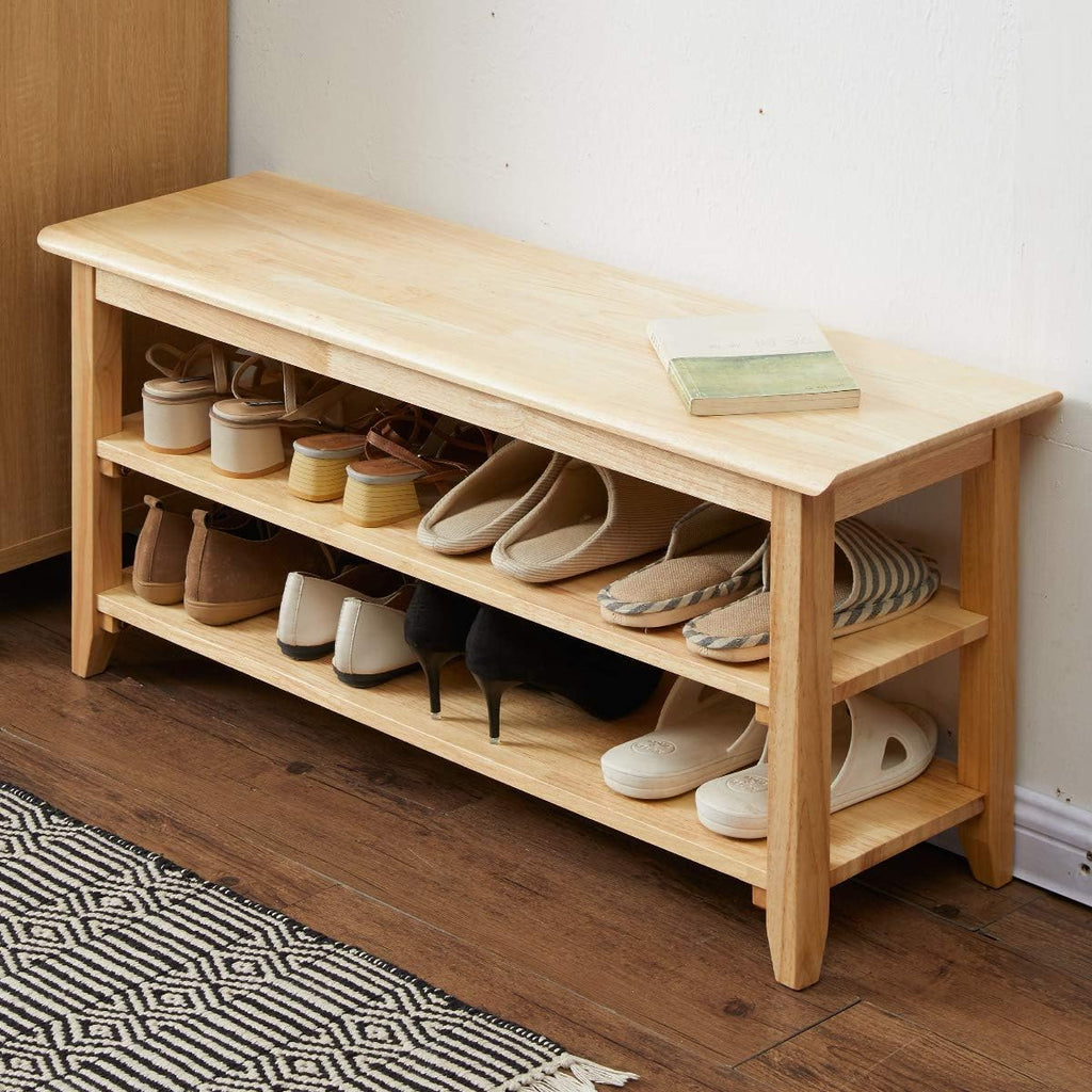 3 Tier Wooden Shoe Rack Bench, Dark Brown 47.2 O8280