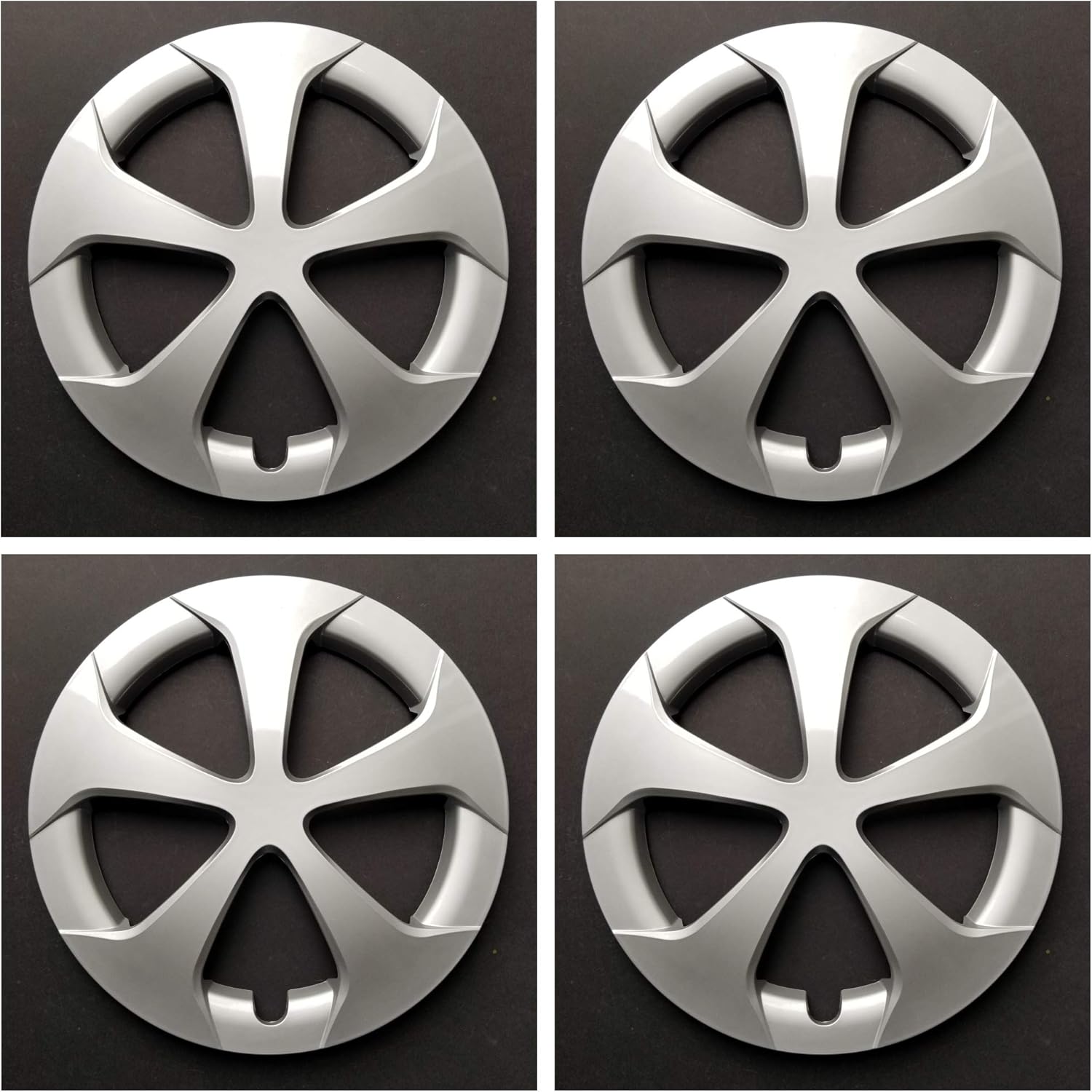 15 Inch 5 Spoke Silver Plastic Wheel Covers Set of 4 J13480
