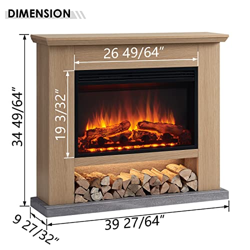 Cream White Electric Fireplace with Mantel Surround H439
