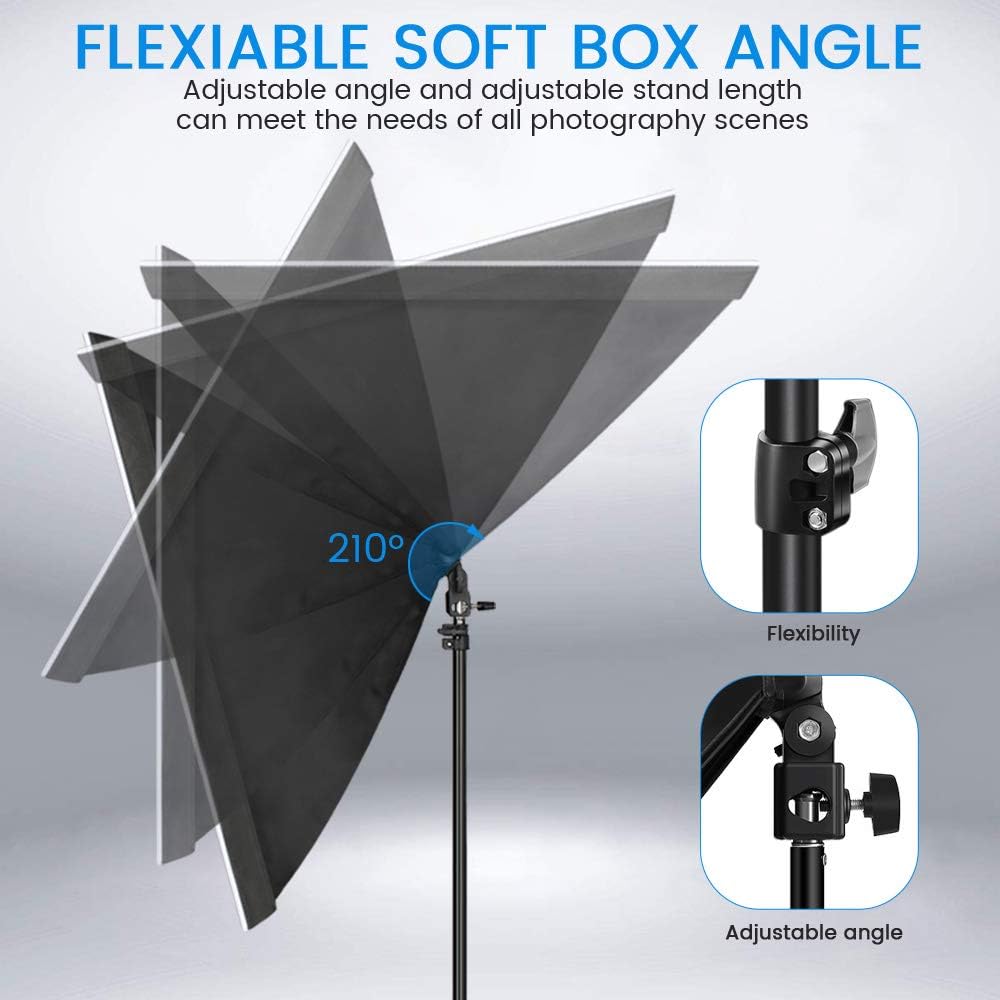 Softbox Lighting Kit with 2 Remote Dimming 6000K Bulbs M5061