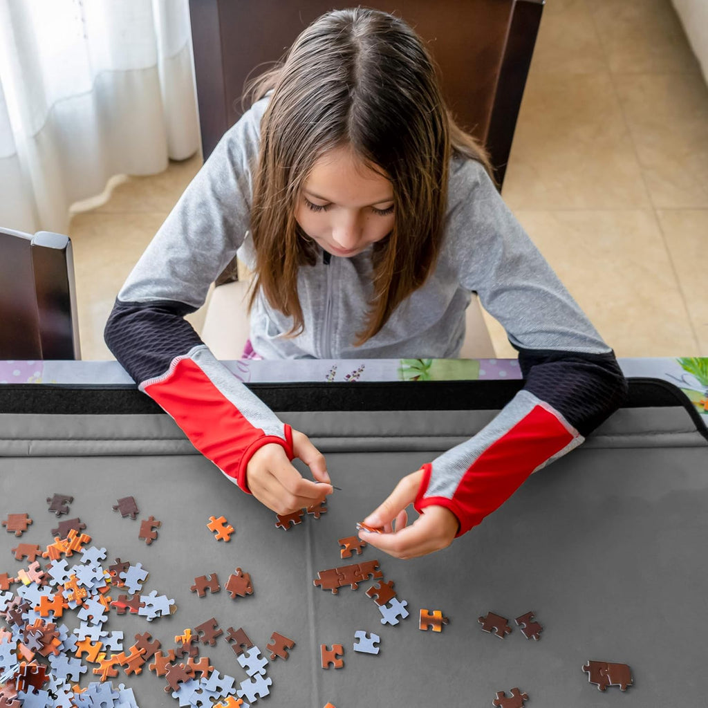 1000-Piece Jigsaw Puzzle Mat with Non-Slip Felt Surface, Removable Trays, Carry Handle Pack of 2 C65743