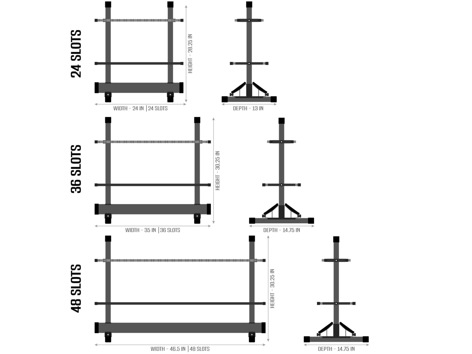 Aluminum Fishing Rod Rack, 48 Slot, Gunmetal Grey, 46.5in x 30 D2223