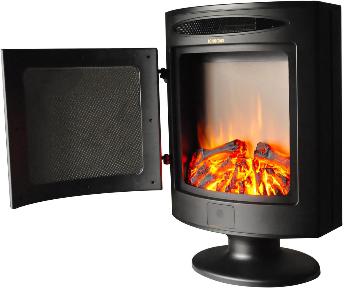 Black Steel Freestanding Electric Fireplace L310200