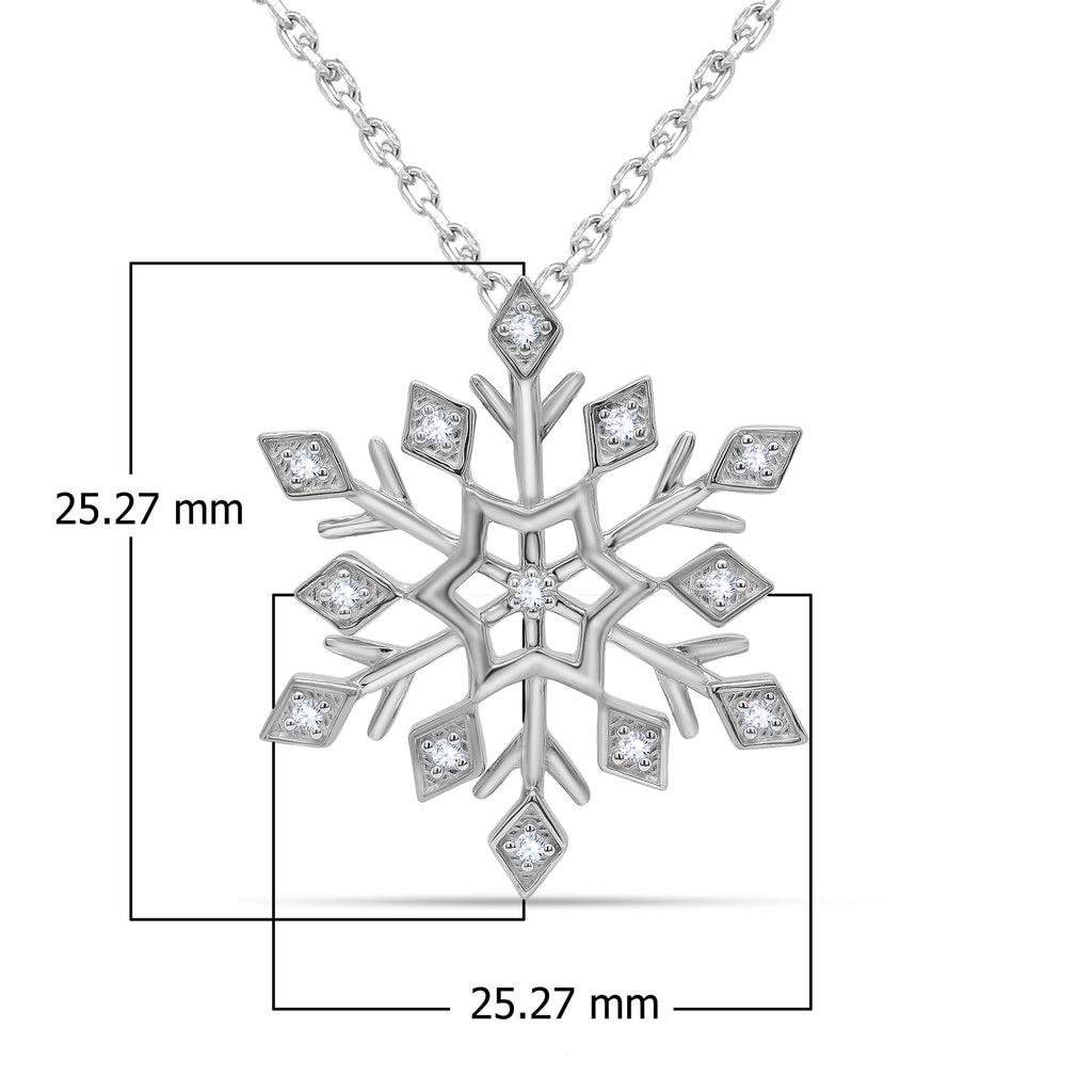 0.10 Cttw Round Cut Natural Diamond Necklace in 18K White Gold over Silver with 18" Cable Chain S9924