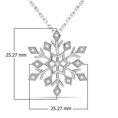 0.10 Cttw Round Cut Natural Diamond Necklace in 18K White Gold over Silver with 18" Cable Chain S9924