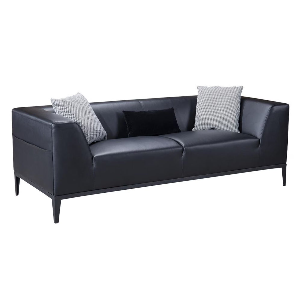 Black Wood and Metal Sofa with Faux Leather Upholstery Y35376