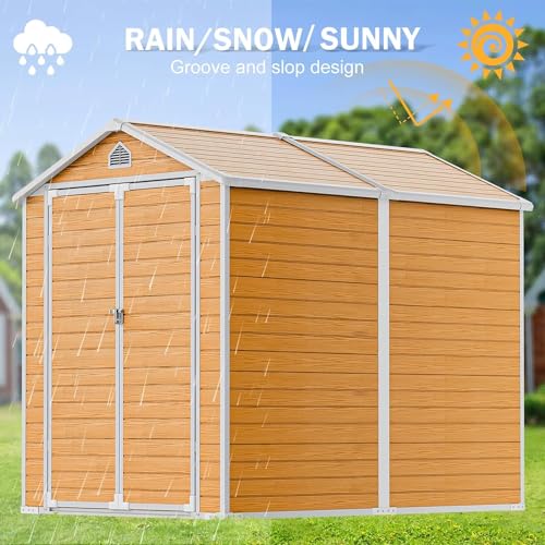 8x6 Feet Resin Storage Shed with Floor, Dove Grey C59716