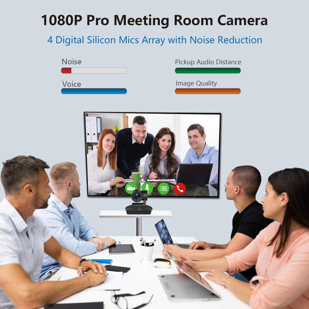 HD 1080P PTZ Conference Room Camera with 4 Microphones Array, 10X Optical Zoom V435