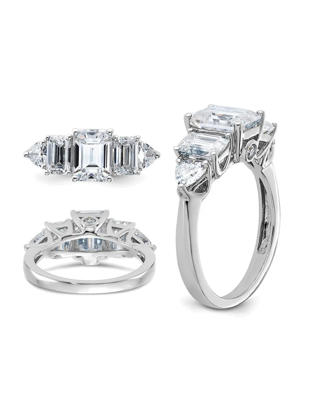 14K White Gold Emerald-Cut Moissanite Engagement Ring E2845