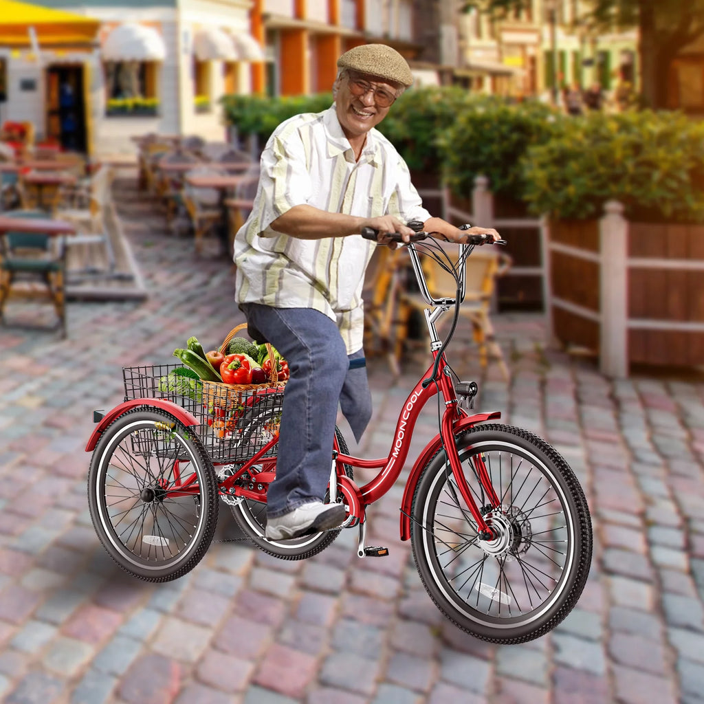 24" 350W 7-Speed Electric Tricycle with Removable Lithium Battery 36V 14.5AH P988