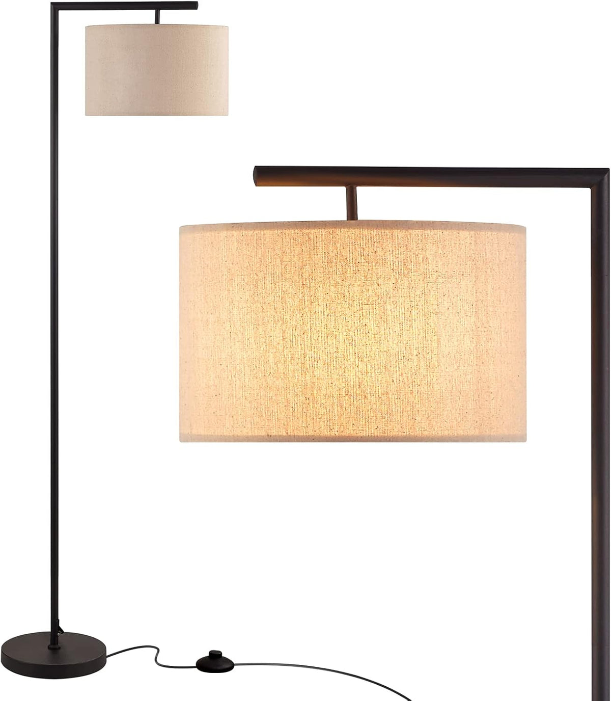 Arc Floor Lamp with Linen Lamp Shade E608