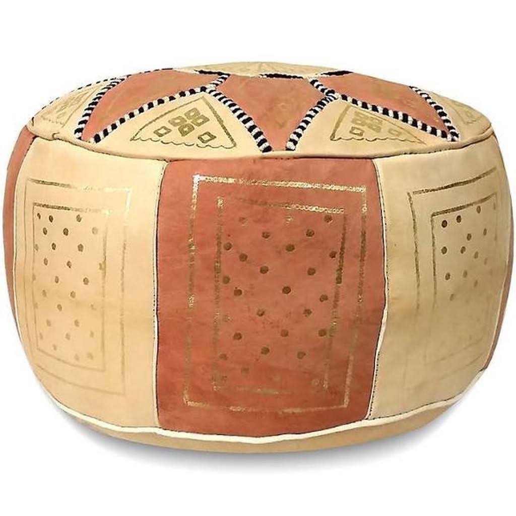 Leather Moroccan Pouf Ottoman K5963