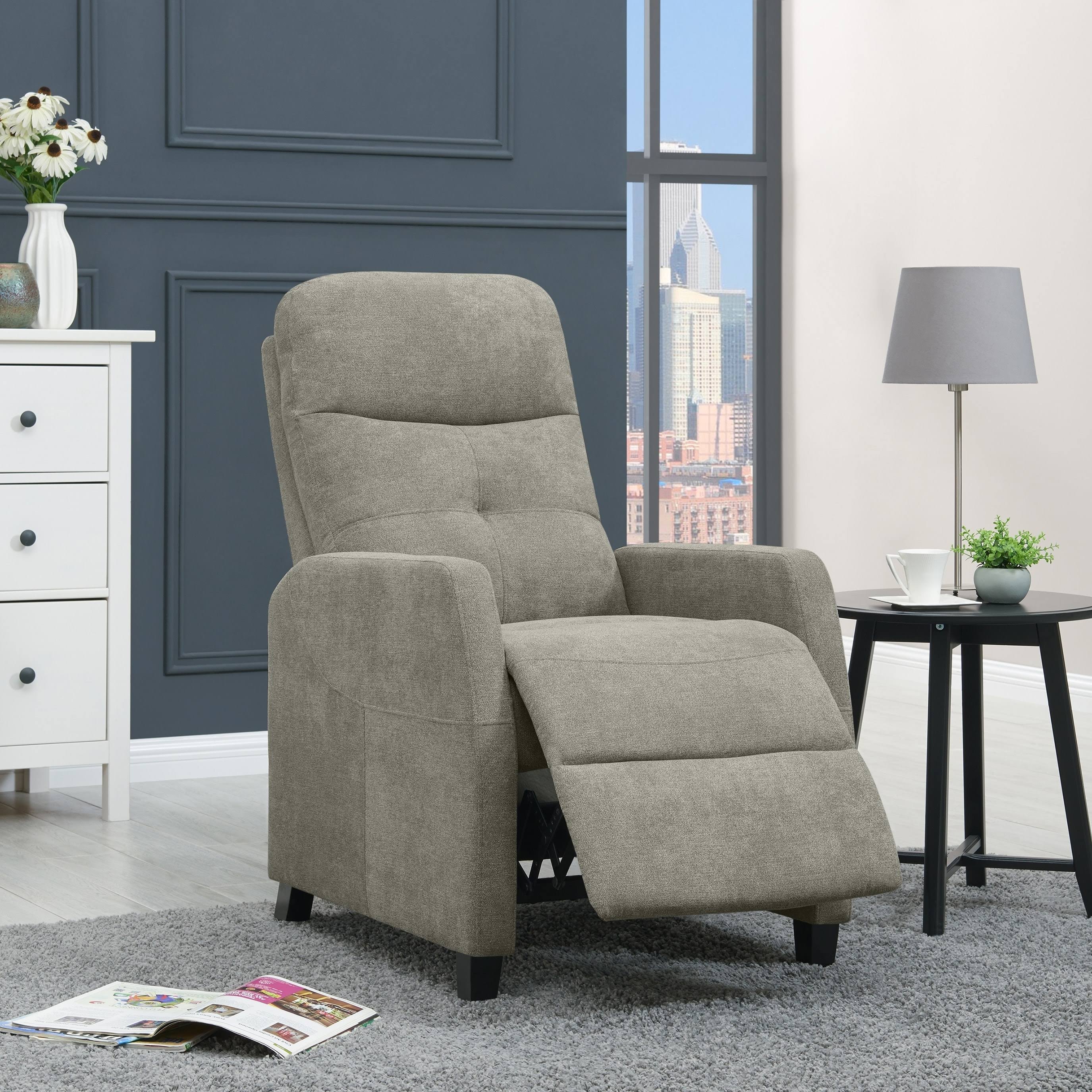 Warm Grey Push-Back Recliner Chair I55590