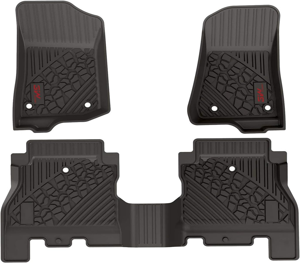 Black TPE Floor Mats for Jeep Gladiator 2020-2022, 1st & 2nd Row Full Set B354