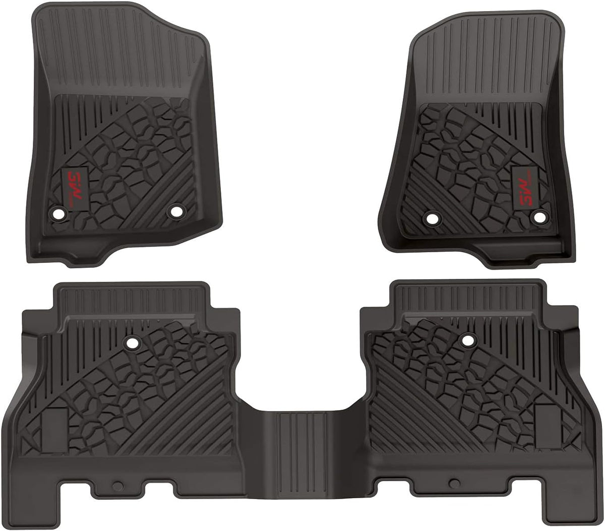 Black TPE Floor Mats for Jeep Gladiator 2020-2022, 1st & 2nd Row Full Set B354
