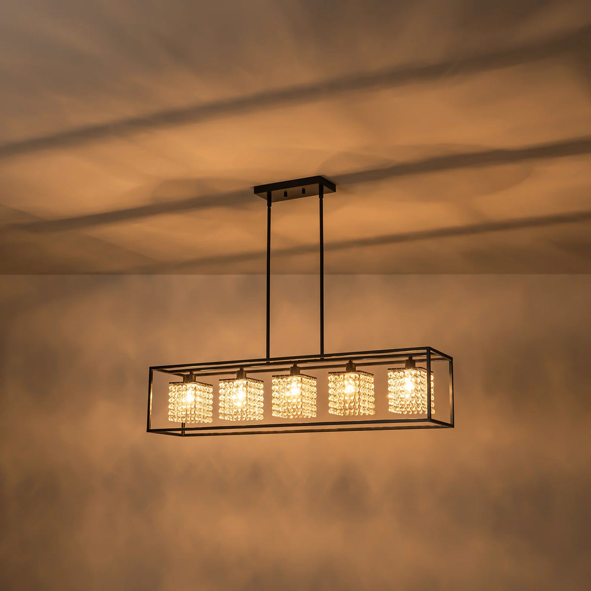5-Light Crystal Rectangle Island Chandelier A8270