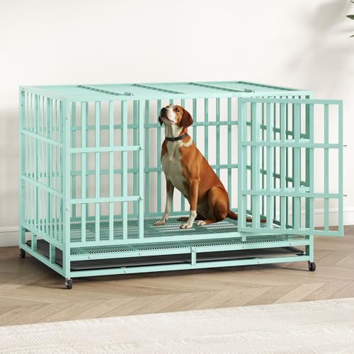 Heavy Duty Steel Dog Crate with Wheels and Removable Tray V685