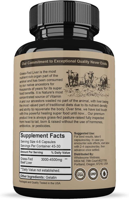 180 Pills 750mg Beef Liver Capsules V932