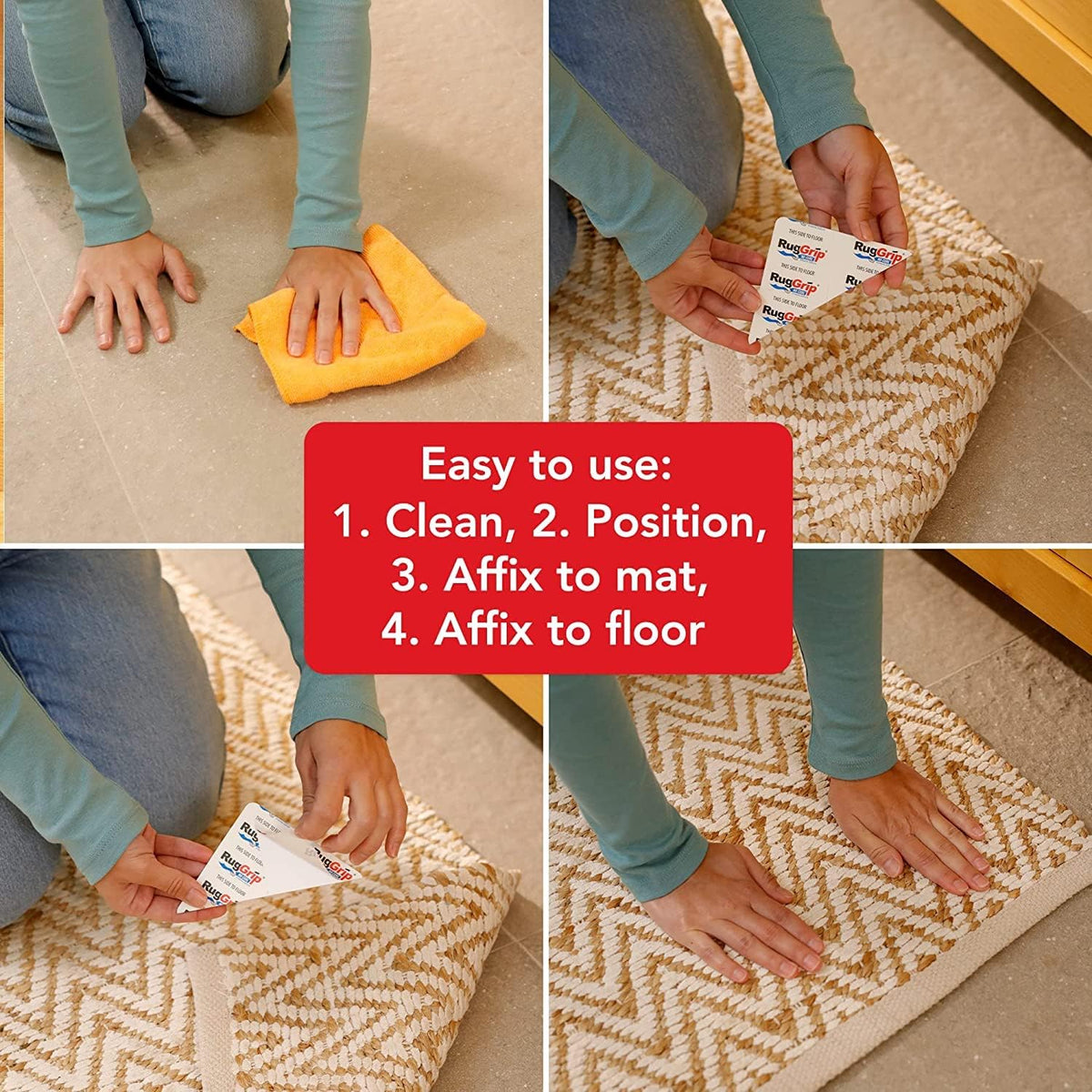 4 Piece Anti Curling Rug Grip Corner Tabs R862169