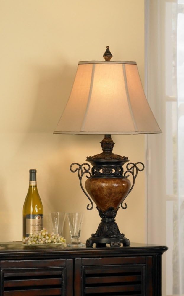 31.5" Bronze Brown Crackle Iron Metal Table Lamp U7415